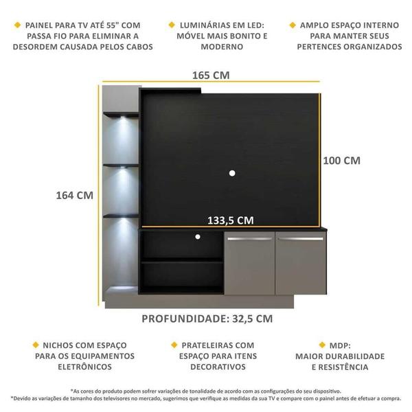 Imagem de Estante TV 55" c/ 3 Leds e 2 portas Dallas Multimóveis V3399