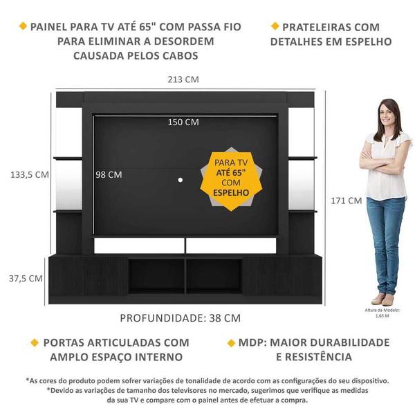 Imagem de Estante TV 65" Prateleiras c/ Espelho Oslo Multimóveis V3393