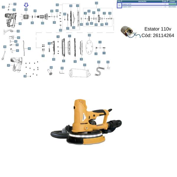 Imagem de Estator 127v Da Lixadeira De Parede Mlp 710 Led Menegotti