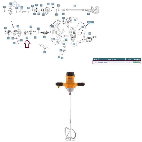 Imagem de Estator Monofásico 127V P/ Misturador Elétrico MEL1200 V2