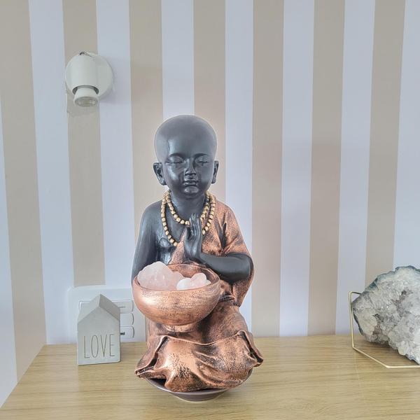 Imagem de Estátua Buda Chinês Menino Com Castiçal Grande 05028