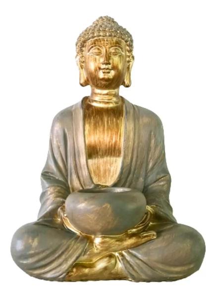 Imagem de Estátua Buda Decorativo Hindu Poliresina Porta Vela 22 X 14