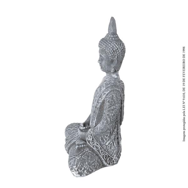 Imagem de Estátua Buda Hindu meditando em resina médio cinza