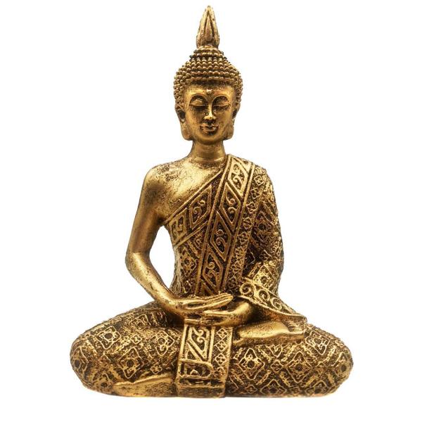 Imagem de Estátua de Buda Hindu Resina Dourado 19,5cm