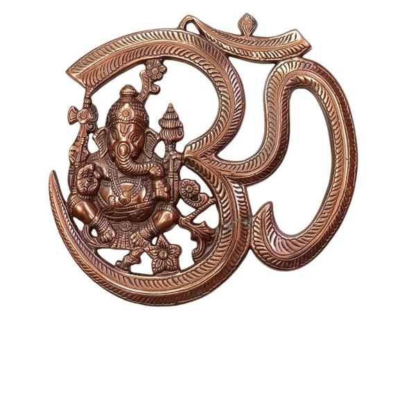 Imagem de Estátua de Ganesha OM Metal Cobre 20 Cm