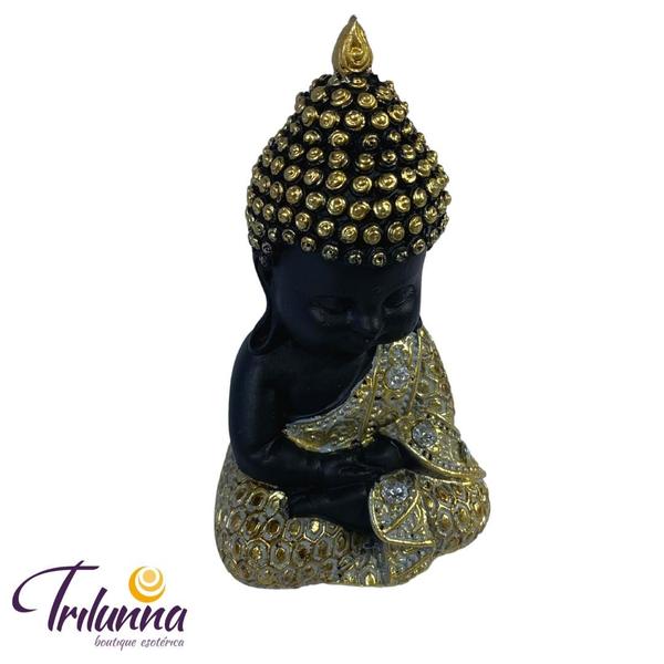 Imagem de Estátua Decorativa 11Cm Buda Tibetano Dourado E Preto Mod3