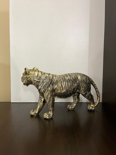 Imagem de Estátua Enfeite Decorativo Tigre Bronze Dourado 26cm Resina