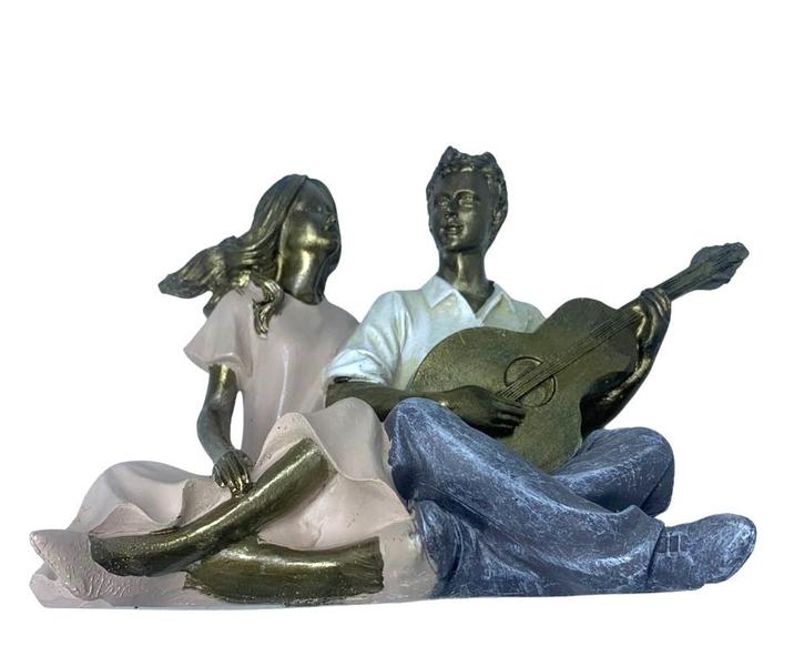 Imagem de Estatua Escultura Grande Resina Casal Violão Musica