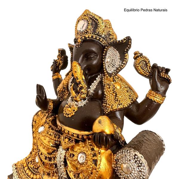 Imagem de Estátua Ganesha Hindu Resina Sabedoria Prosperidade Sorte