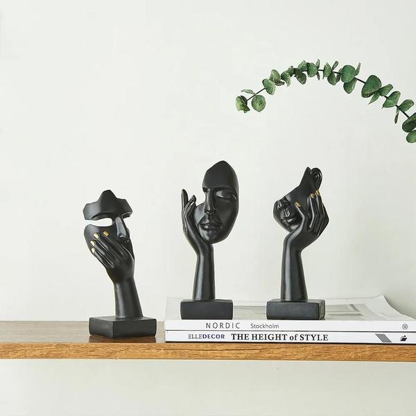 Imagem de Estátua Nórdica Abstrata de Resina - Estatueta Decorativa para Mesa, Escritório e Casa