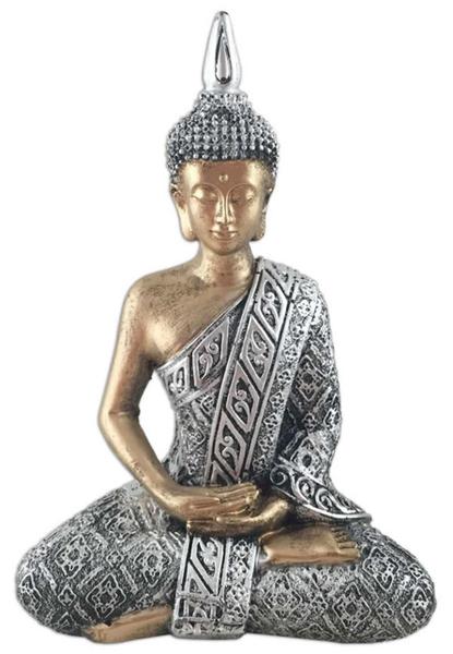 Imagem de Estatueta Buda Hindu Médio Prateado Com Dourado