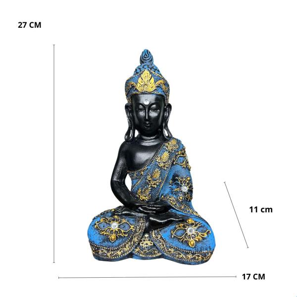 Imagem de Estatueta Buda Hindu Meditação com Pedraria Decoração Resina