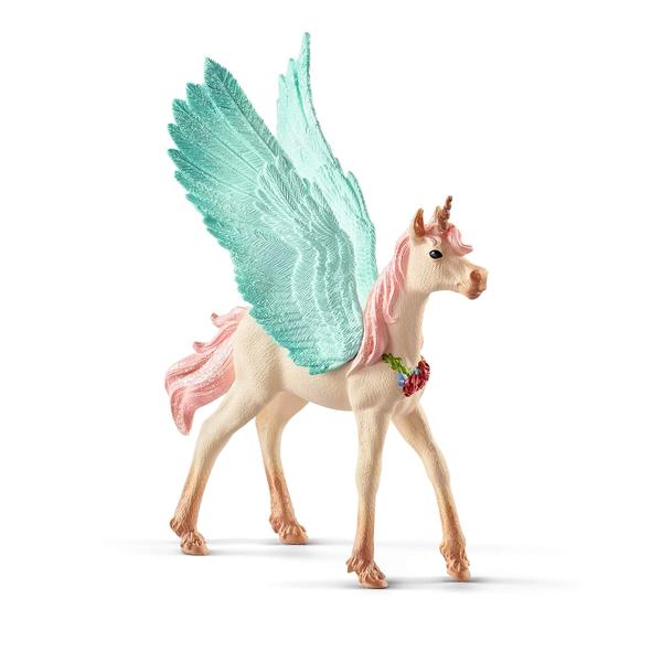 Imagem de Estatueta de brinquedo Schleich bayala decorada com bebê unicórnio Pegasus