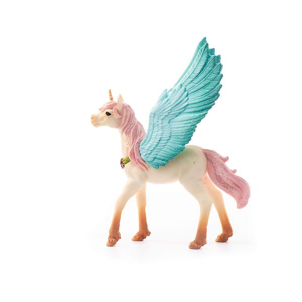 Imagem de Estatueta de brinquedo Schleich bayala decorada com bebê unicórnio Pegasus