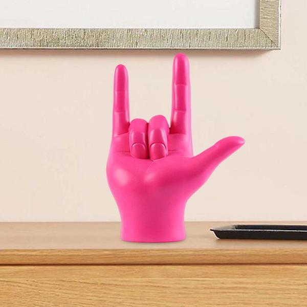 Imagem de Estatueta de estátua Rock Hand Gesture Fenteer Love You Pink