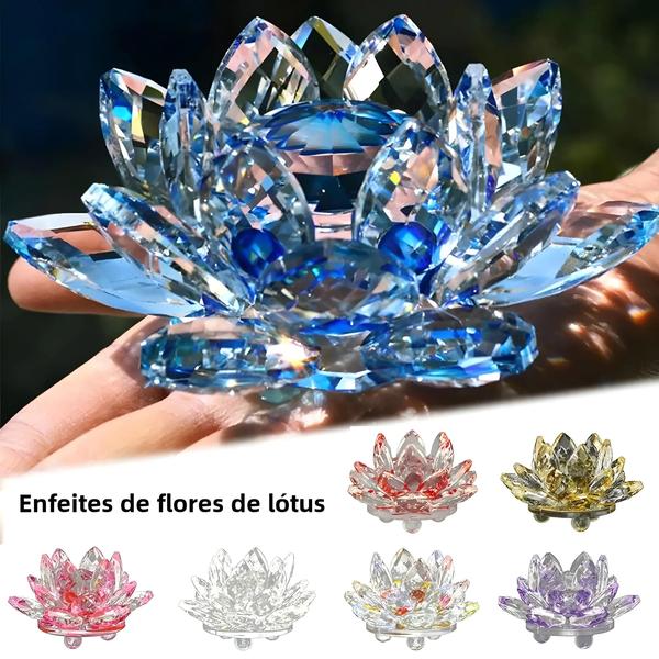 Imagem de Estatueta de Flor de Lótus em Vidro - Peso de Papel para Decoração de Casa e Casamento