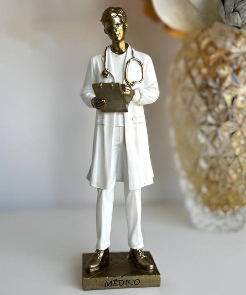 Imagem de Estatueta Decorativa Clinico Médico Escultura Em Resina 25cm