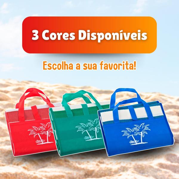 Imagem de Esteira De Praia Tapete Dobrável Bolsa Piquenique Camping