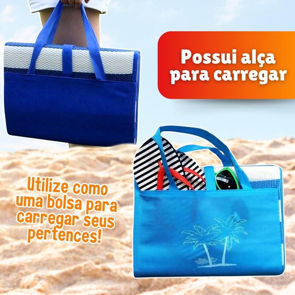 Imagem de Esteira De Praia Tapete Dobrável Bolsa Piquenique Camping