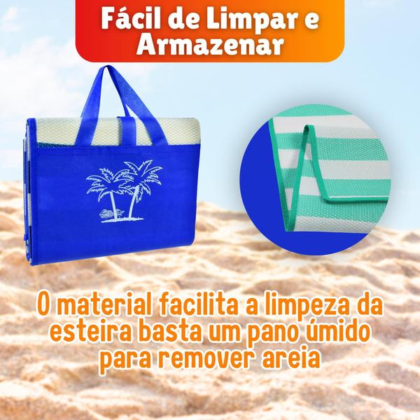 Imagem de Esteira De Praia Tapete Dobrável Bolsa Piquenique Camping