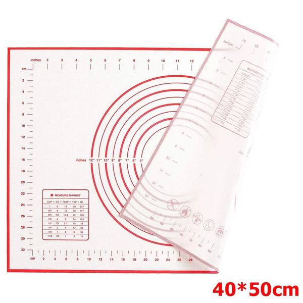 Imagem de Esteira de Silicone 40x50 Massa Pizza com Medidor Para Assar e Esticar Massa