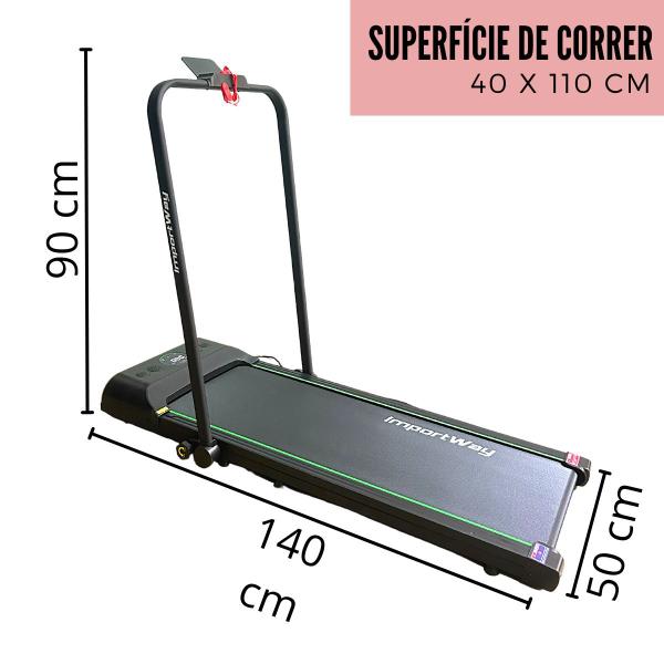 Imagem de Esteira Elétrica Ergométrica Dobrável 2x1 Portátil 100Kg 12Km/h 2.0hp Importway Iwest