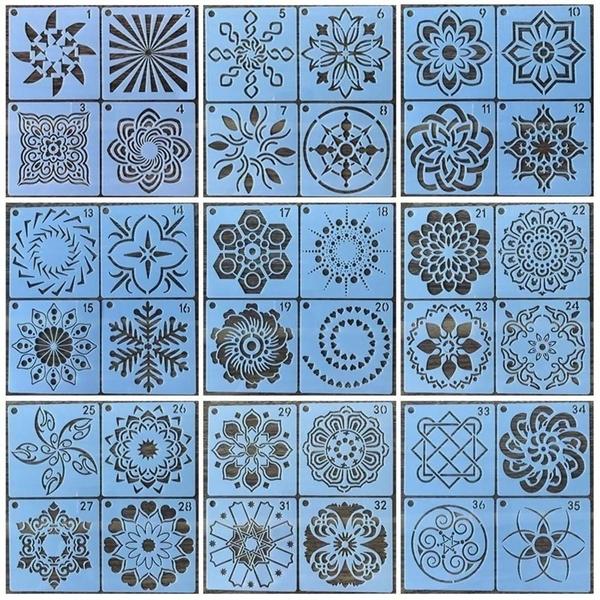 Imagem de Estênceis de Mandala DIY para Decoração de Casa - Modelos de Corte a Laser para Tecido, Madeira e Telhas