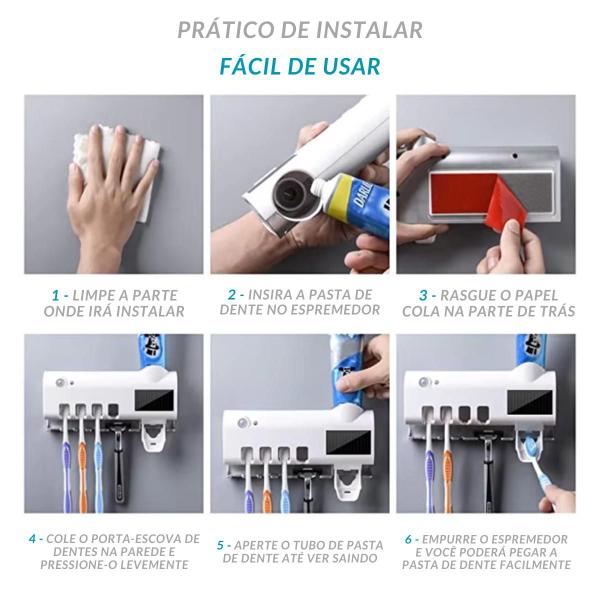 Esterilizador UV com Porta Escova e Dispensador de Pasta Automático - FSS Variedades Imagem de Esterilizador UV com Porta Escova e Dispensador de Pasta Automático