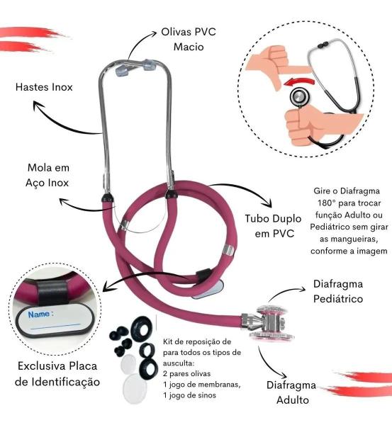 Imagem de Estetoscopio Clinico Duplo Adulto E Pediatrico P A Med