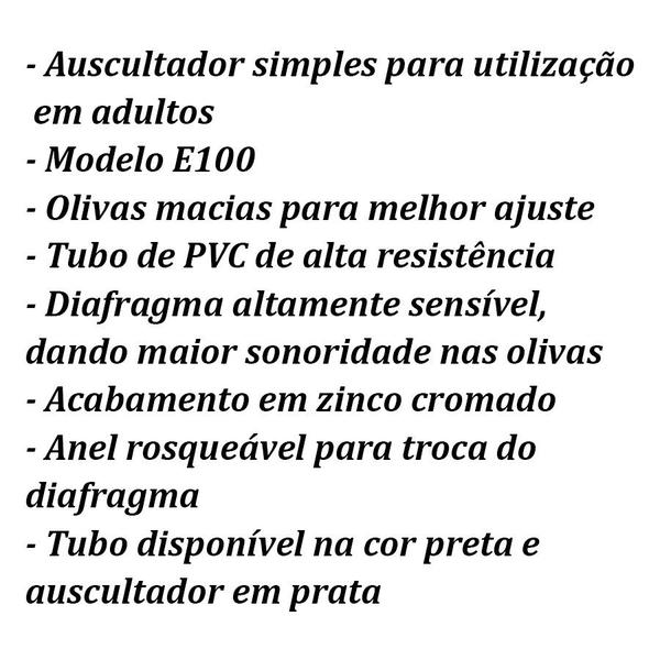 Imagem de Estetoscópio Simples Para Uso Adulto E100 Bioland