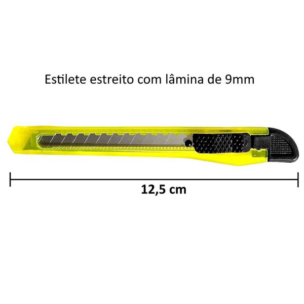 Imagem de Estilete Pequeno Lamina Fina de 9mm Cartela C/ 48 Unidades