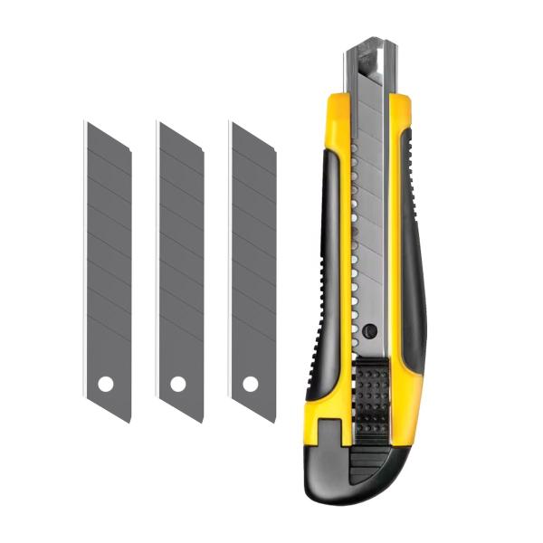 Imagem de Estilete Profissional Emborrachado Lâmina 18 Mm Kit 6 Peças