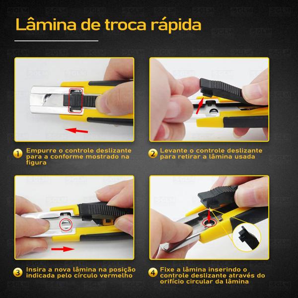 Imagem de Estilete Profissional Lâmina Auto Retrátil De Segurança