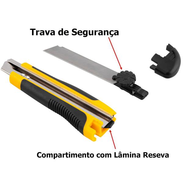 Imagem de Estilete Profissional Reforçado Emborrachado Com Trava 18mm