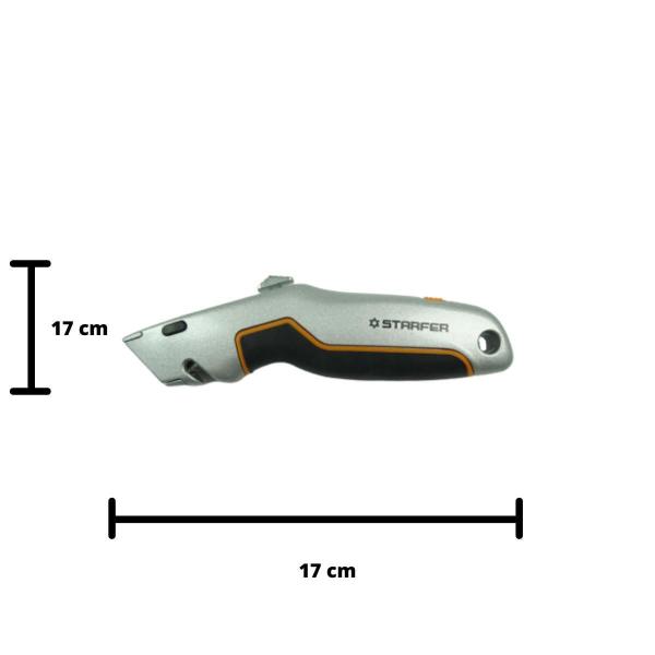 Imagem de Estilete Trapezoidal Profissional Com 3 Lâminas Starfer