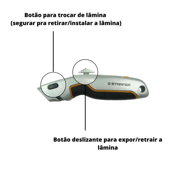 Imagem de Estilete Trapezoidal Profissional Com 3 Lâminas Starfer