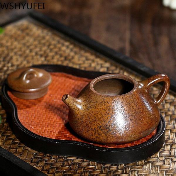 Imagem de Estilo chinês Yixing Tea Pot Purple Clay Stone Scoop Bule Retro Artesanal Kiln Changing Oolong Tea Customized Gifts 180ml Bules