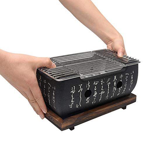 Imagem de Estilo Japonês BBQ Grill, Churrasqueira Japonesa Fogão Barbecue Portátil Comida Japonesa Fogão a Carvão/Placa de Churrasco Doméstico Ferramentas de Churrasco Acessórios (BBQ Grill (24X12.5cm))