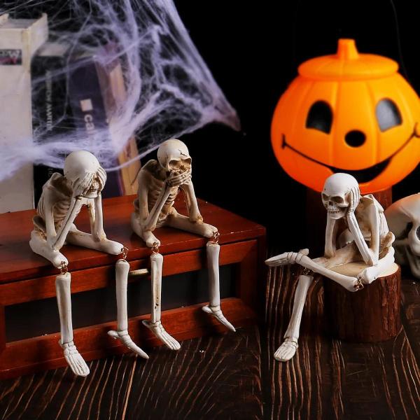 Imagem de Estilo Pastoral Halloween Crânio Decoração Resina Esqueleto Ornamentos Para Festa Ao Ar Livre Pátio