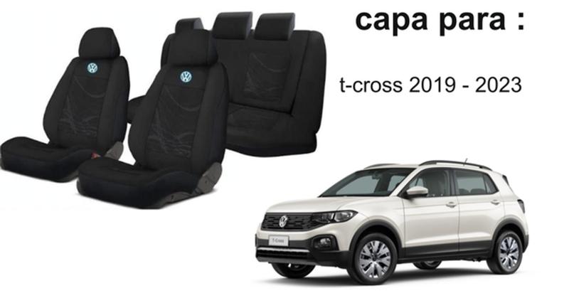 Imagem de Estilo que Protege: Capas de Tecido para T-cross 2019-2023 + Capa de Volante + Chaveiro VW