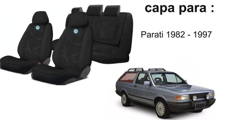 Imagem de Estilo Vintage: Capas de Tecido para Bancos Parati 1982-1996 + Volante e Chaveiro Volkswagen