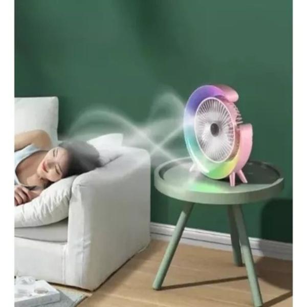 Imagem de Estiloso e Portátil: Ventilador de Mesa com Luzes Atmosféricas!