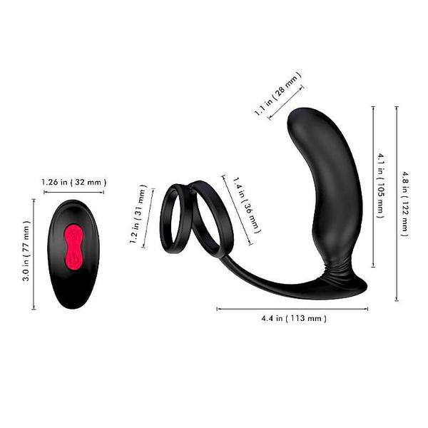 Imagem de Estimulador de Próstata e Vibrador Recarregável com Anel para Genitaria e Escroto