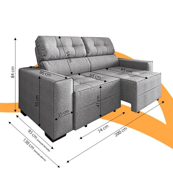 Imagem de Estofado Monaco 2.00 metros Retratil reclinavel MDM