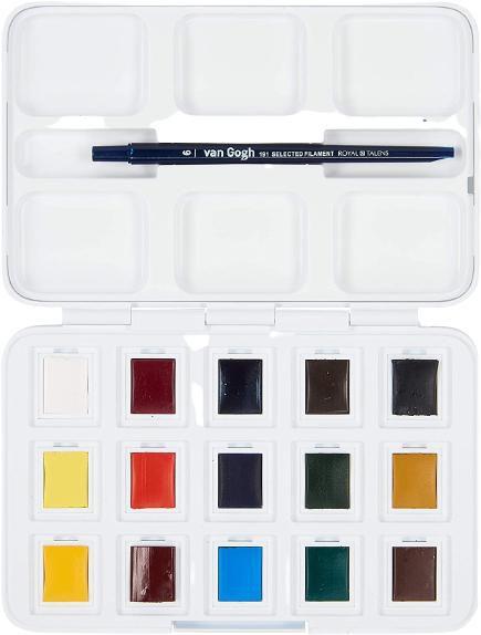 Imagem de Estojo Aquarela Box Van Gogh Pastilha 15 Cores Royal Talens