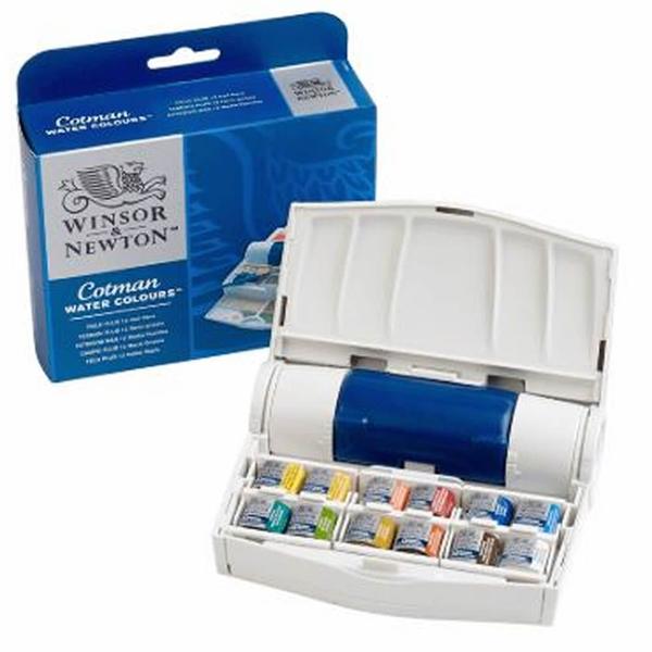 Imagem de Estojo Aquarela com 12 cores Cotman Winsor & Newton Field Plus com 15 Peças