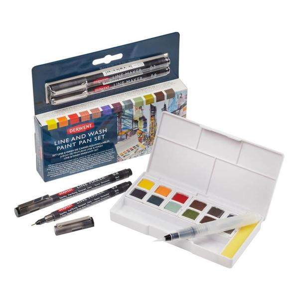 Imagem de Estojo Aquarela Pastilha Line And Wash Set Derwent 12 Cores