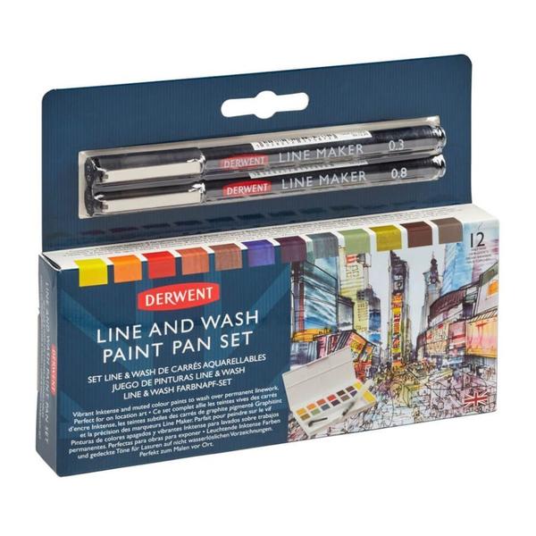 Imagem de Estojo Aquarela Pastilha Line And Wash Set Derwent 12 Cores