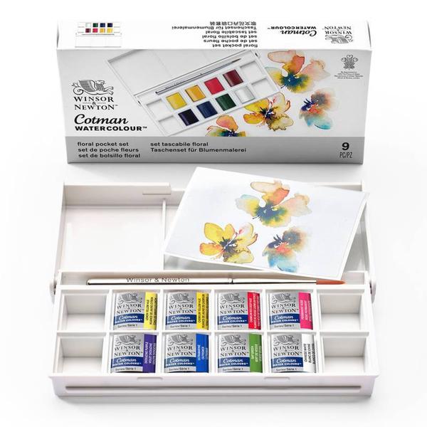 Imagem de Estojo Aquarela Pastilha Winsor & Newton Cotman 8 Cores Floral