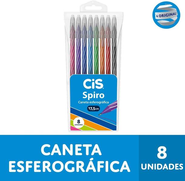 Imagem de Estojo Caneta Esferográfica Spiro 0.7mm 8 Cores Cis